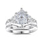 Crown Ring Set 925 Sterling Silver 2 Carat Pear Cut Cubic Zirconia Wide Band