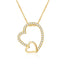 Double Heart Necklace 925 Sterling Silver Cubic Zirconia Pendant with Small Heart Detail