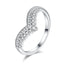 Heart Crown Ring 925 Sterling Silver Moissanite Curved Double Row Design