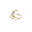 Moon and Star Ring 925 Sterling Silver Open Ring
