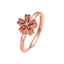 Peach Blossom Ring 925 Sterling Silver Red Rotating Flower Design