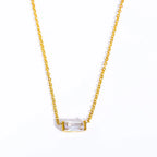 925 Sterling Silver Birthstone Necklace with Rectangular Stone