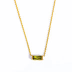 925 Sterling Silver Birthstone Necklace with Rectangular Stone
