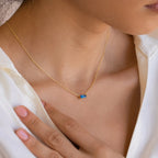 925 Sterling Silver Birthstone Necklace with Rectangular Stone