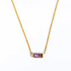 925 Sterling Silver Birthstone Necklace with Rectangular Stone