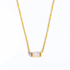 925 Sterling Silver Birthstone Necklace with Rectangular Stone