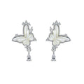 Butterfly Stud Earrings in 925 Sterling Silver with Mother of Pearl