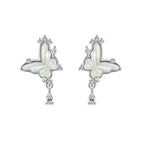 Butterfly Stud Earrings in 925 Sterling Silver with Mother of Pearl