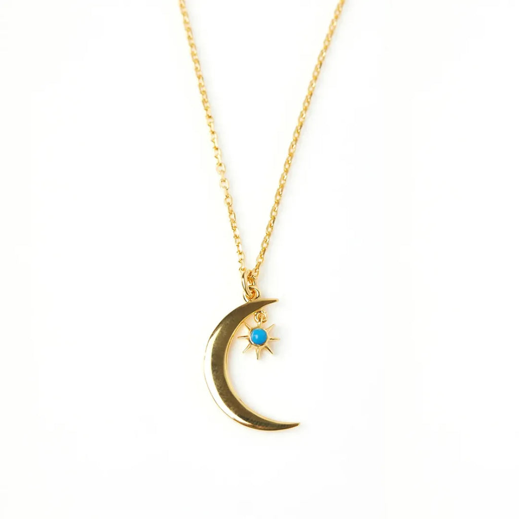 Crescent Moon Necklace in 925 Sterling Silver with Birthstone Drop