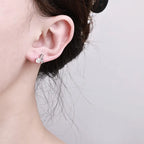 Ginkgo Leaf Earrings in 925 Sterling Silver with Moissanite