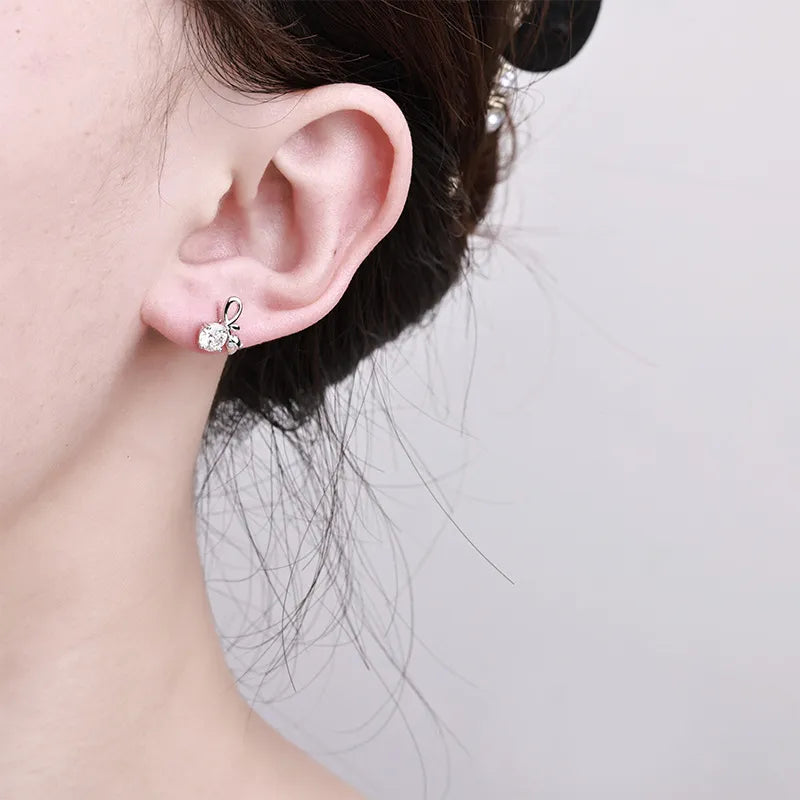 Ginkgo Leaf Earrings in 925 Sterling Silver with Moissanite