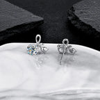 Ginkgo Leaf Earrings in 925 Sterling Silver with Moissanite