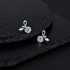 Ginkgo Leaf Earrings in 925 Sterling Silver with Moissanite