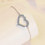 925 Sterling Silver Heart Bracelet with Cubic Zirconia for Women
