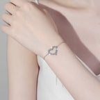 925 Sterling Silver Heart Bracelet with Cubic Zirconia for Women