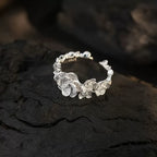 Open Flower Cluster Ring in 925 Sterling Silver