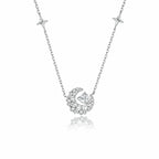 Crescent Moon Necklace in 925 Sterling Silver with Heart Accent