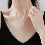 Crescent Moon and Star Necklace in 925 Sterling Silver with Cubic Zirconia