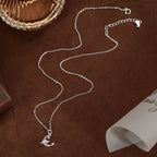 Crescent Moon and Star Necklace in 925 Sterling Silver with Cubic Zirconia