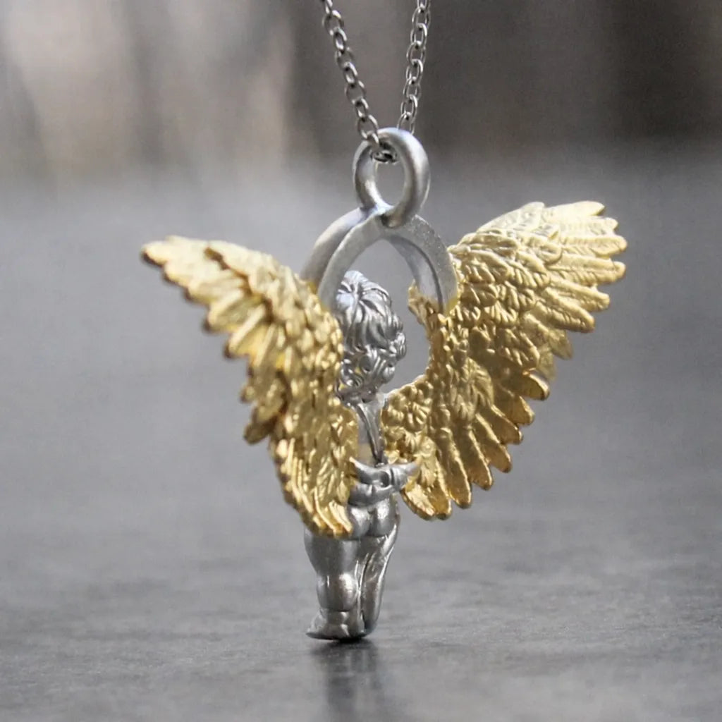 Angel Necklace 925 Sterling Silver With Halo Frame