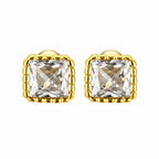 Birthstone Sugar Cube Stud Earrings in 925 Sterling Silver