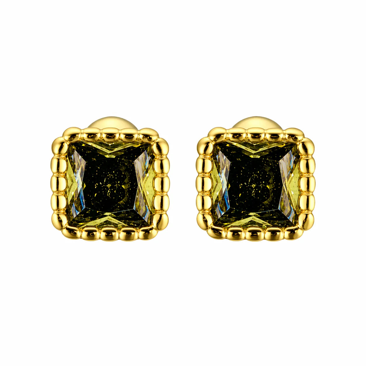 Birthstone Sugar Cube Stud Earrings in 925 Sterling Silver