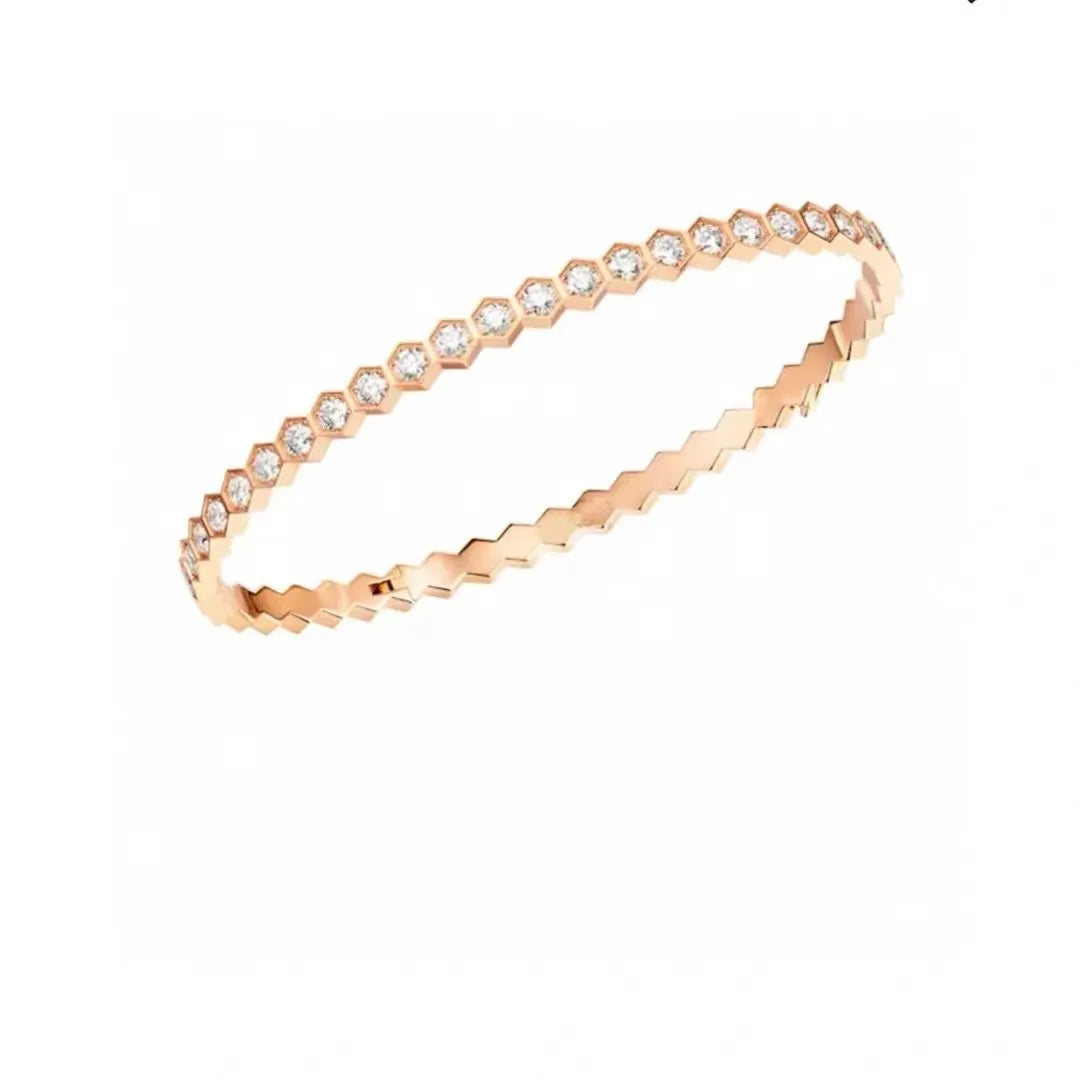 925 Sterling Silver Stackable Bangle Bracelet with Cubic Zirconia