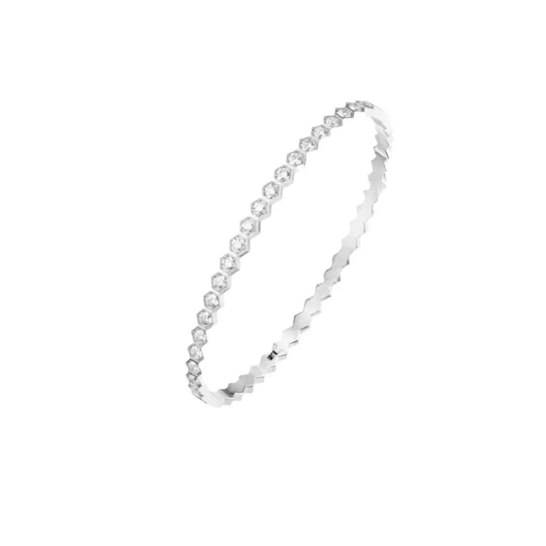 925 Sterling Silver Stackable Bangle Bracelet with Cubic Zirconia