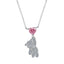 Bear Pendant Necklace 925 Sterling Silver Pink Heart