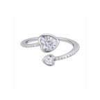 Birthstone Ring in 925 Sterling Silver with Double Heart