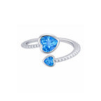 Birthstone Ring in 925 Sterling Silver with Double Heart
