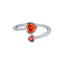 Birthstone Ring in 925 Sterling Silver with Double Heart