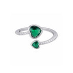 Birthstone Ring in 925 Sterling Silver with Double Heart