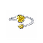 Birthstone Ring in 925 Sterling Silver with Double Heart
