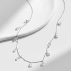 925 Sterling Silver Choker Necklace Teardrop Cubic Zirconia Multi Drop