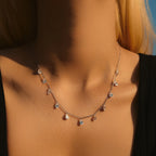 925 Sterling Silver Choker Necklace Teardrop Cubic Zirconia Multi Drop