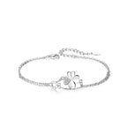 925 Sterling Silver Clover Chain Bracelet Adjustable for Women