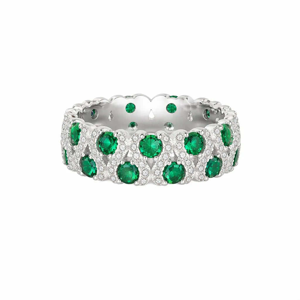 925 Sterling Silver Cubic Zirconia Wide Band Statement Ring