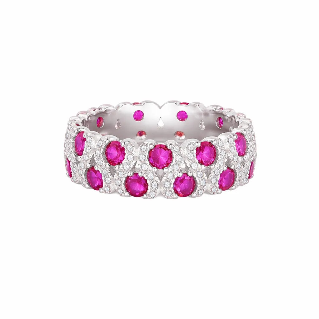 925 Sterling Silver Cubic Zirconia Wide Band Statement Ring