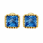 Birthstone Sugar Cube Stud Earrings in 925 Sterling Silver