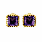 Birthstone Sugar Cube Stud Earrings in 925 Sterling Silver