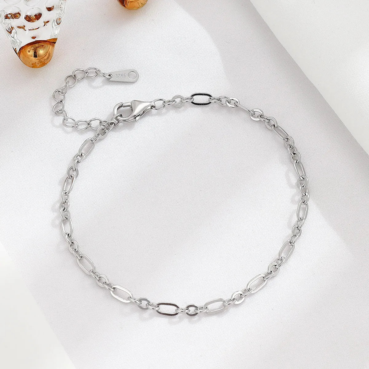 925 Sterling Silver Adjustable Figaro Chain Bracelet for Women