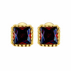 Birthstone Sugar Cube Stud Earrings in 925 Sterling Silver