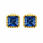 Birthstone Sugar Cube Stud Earrings in 925 Sterling Silver
