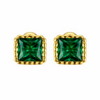 Birthstone Sugar Cube Stud Earrings in 925 Sterling Silver