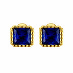 Birthstone Sugar Cube Stud Earrings in 925 Sterling Silver