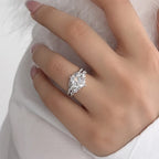 Crown Ring Set 925 Sterling Silver 2 Carat Pear Cut Cubic Zirconia Wide Band