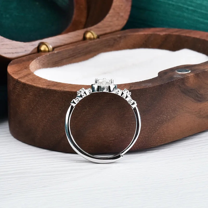 Heart Cut Moissanite Ring 925 Sterling Silver Crown Setting