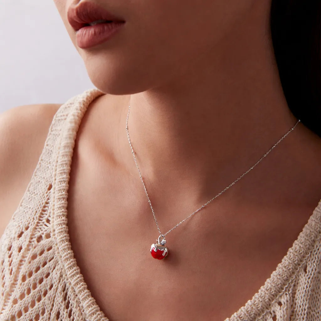 Apple Pendant Necklace in 925 Sterling Silver