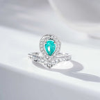 Teardrop Ring 925 Sterling Silver 1 Carat Cubic Zirconia Crown Design